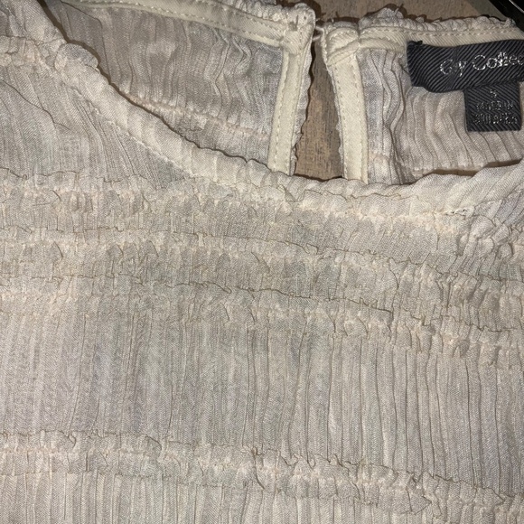 GREY COLLECTIVE Off-White Ruffle Long Sleeve Shirred Chiffon Top Blouse Small - Picture 8 of 11